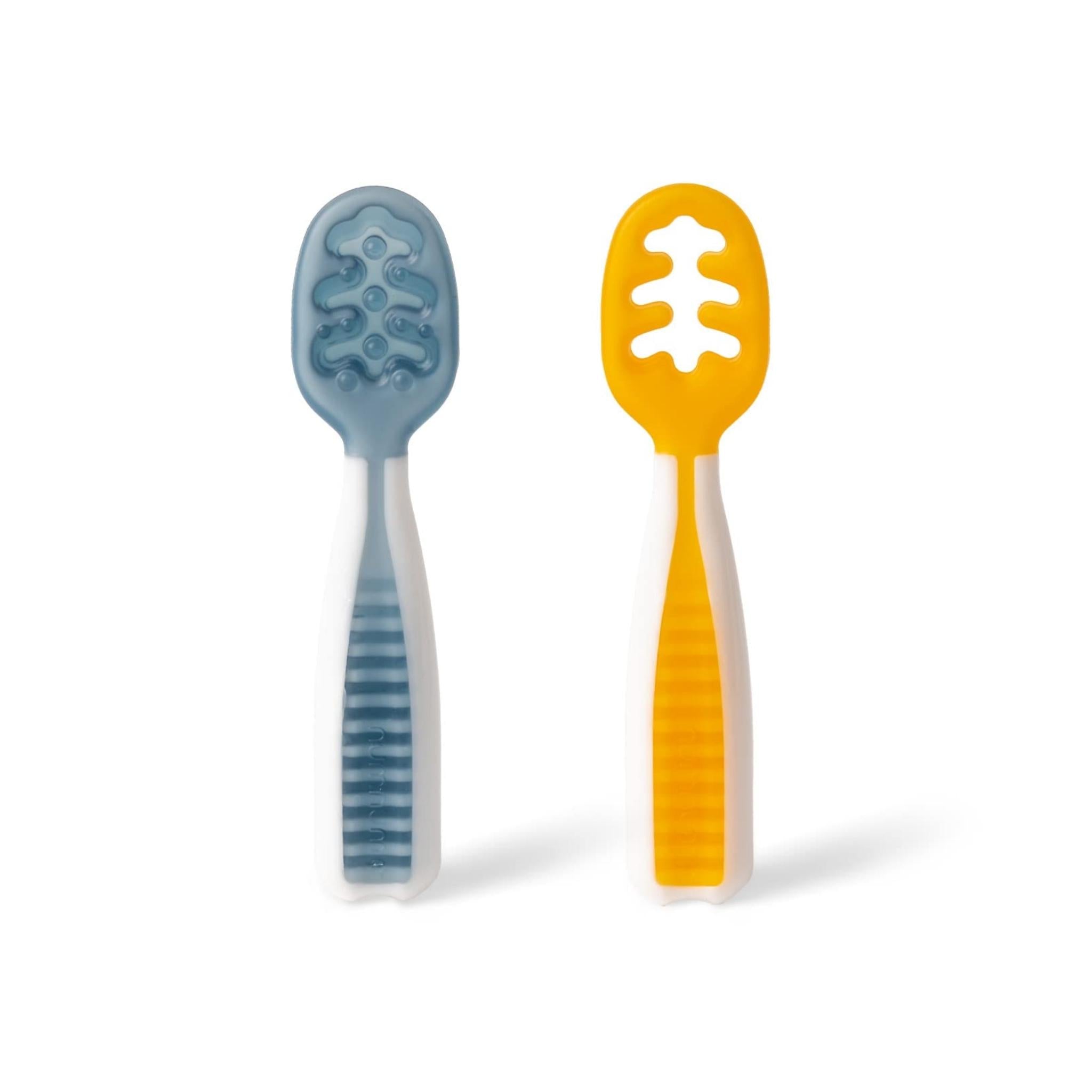 Baby Spoons Self Feeding 6 Months, Silicone Baby Spoons First Stage and Baby  Fork, Toddler Utensils for Baby Led Weaning,blue 