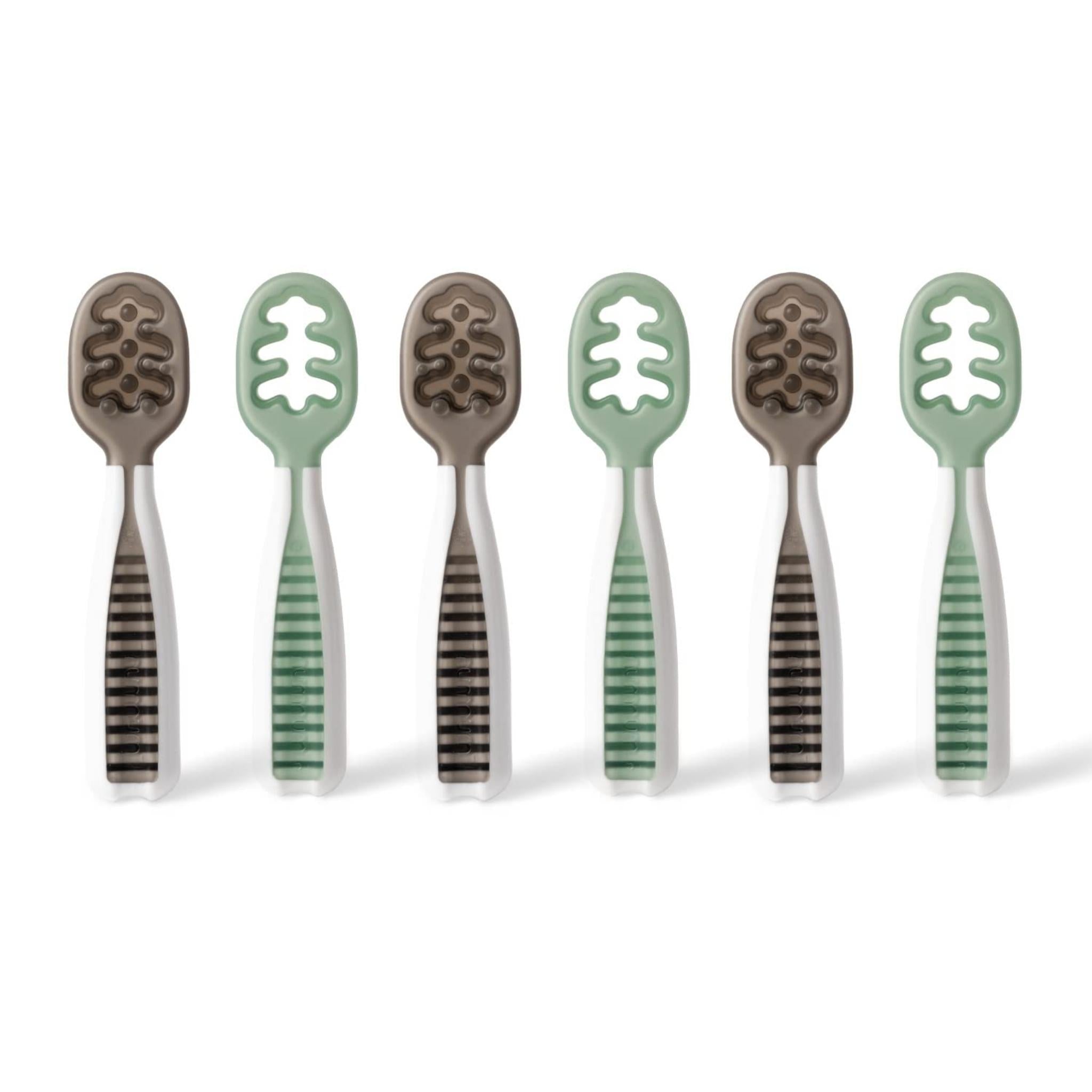 NumNum Pre-Spoon GOOtensil Silicone Spoon (2 Pack) - Gray & Green